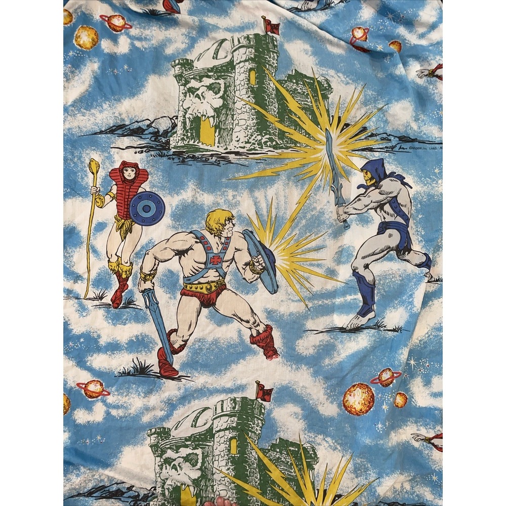 VTG 1983 MOTU He Man Skeletor Masters Universe Twin Fitted Sheet Craft Fabric